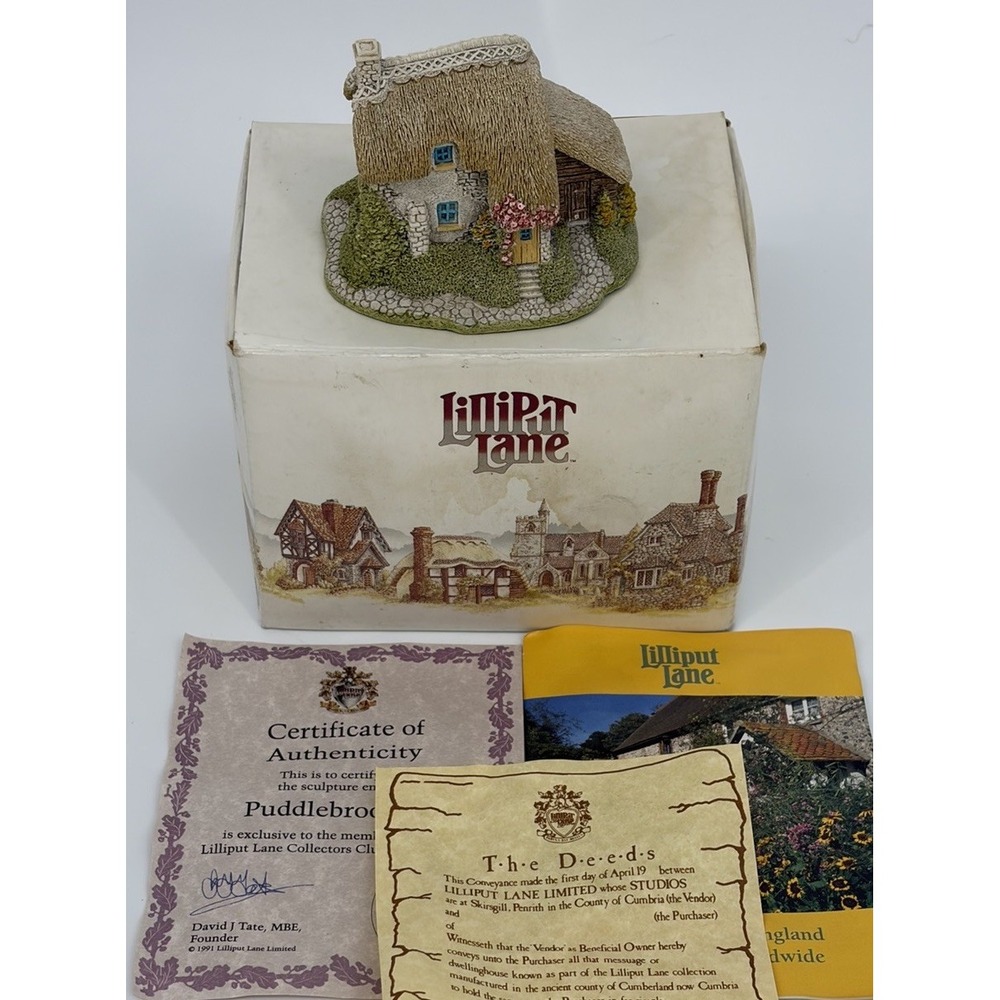 Lilliput Lane Puddlebrook 1991 Collectors Symbol of Membership Box Deeds COA